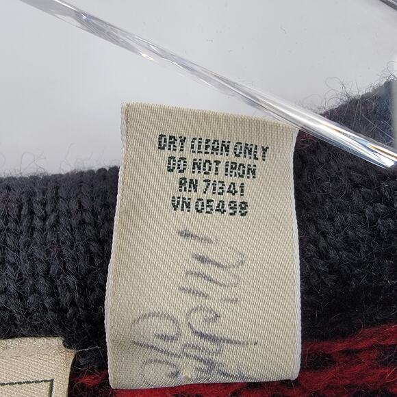 LL Bean Cardigan Womens Medium Merino Wool Red Black Snowflake Sweater Vintage - Picture 11 of 12